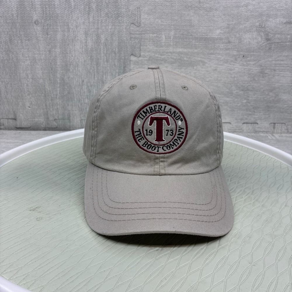 Vintage Timberland The Boot Company Hat Cap Strap Back Beige Cotton Adjustable